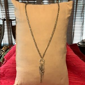 Long silver sparkle and hearts necklace💗